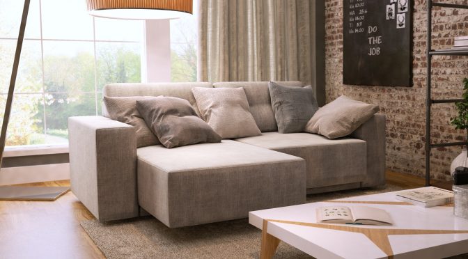 Imagem de estofado gerada em 3D pelo Studio 25 para a Tomasi Estofados