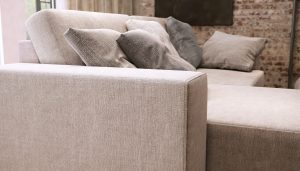 Imagem de detalhe de estofado gerada em 3D pelo Studio 25 para a Tomasi Estofados