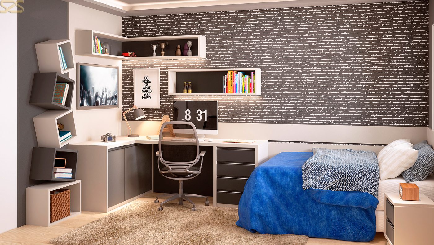Dormitório da Nova Soluções em imagem 3D produzida pelo Studio 25