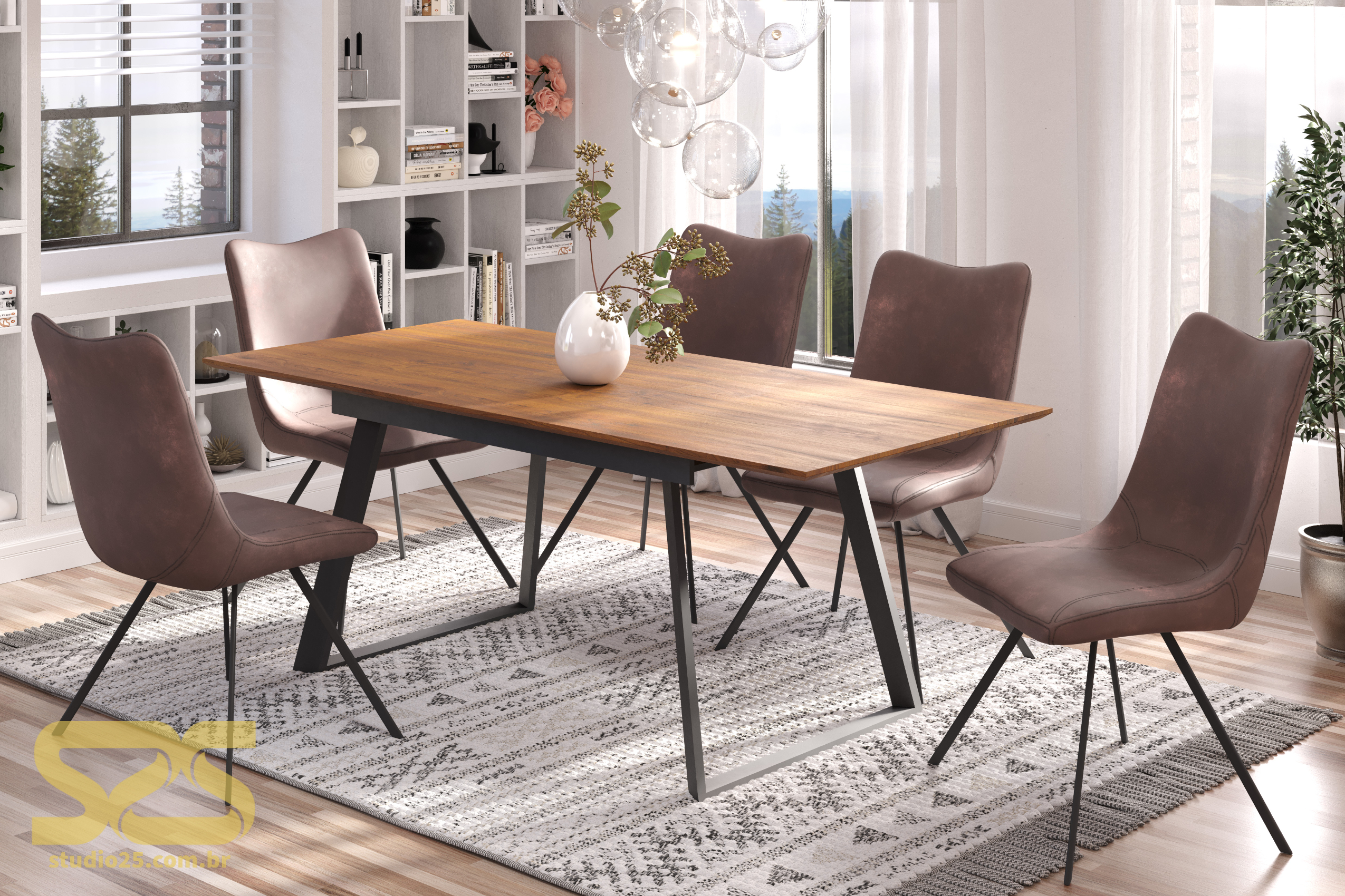 Imagem produzida em render pelo Studio 25 para o fabricante europeu das mesas e cadeiras