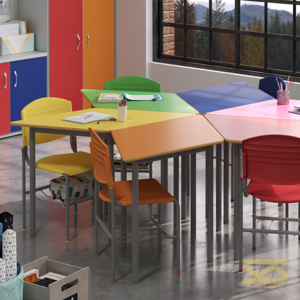 Na área de educação este fabricante de móveis escolares se destaca no mercado com as imagens em render 3D produzidas pelo Studio 25.